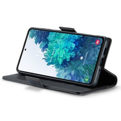 Samsung Galaxy S20 FE CaseMe Leather atverčiamas juodas odinis dėklas - knygutė | Priedai.lt