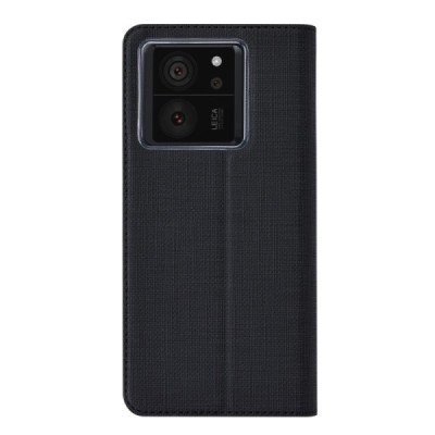 Xiaomi 13T / 13T Pro "ViLi" DMX solīds atvēramais ādas melns maciņš - maks | Vacins.lv