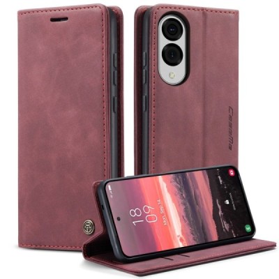 Samsung Galaxy S25 Edge CaseMe Retro solīds atvēramais ādas bordo maciņš - maks | Vacins.lv