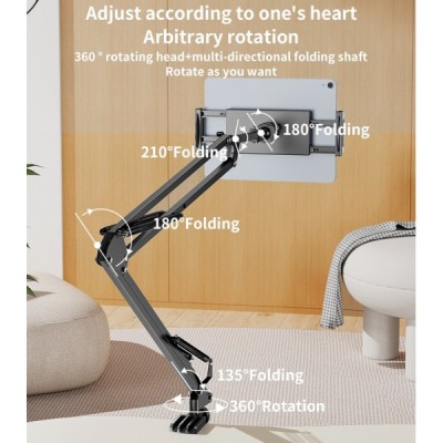 „YESIDO“ Desktop Stand universalus stalinis planšetės (telefono) laikiklis - juodas | Priedai.LT