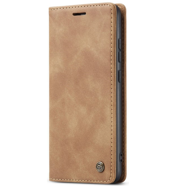 "CaseMe" Retro solīds atvēramais ādas maciņš - gaiši brūns (Galaxy S25 Edge)