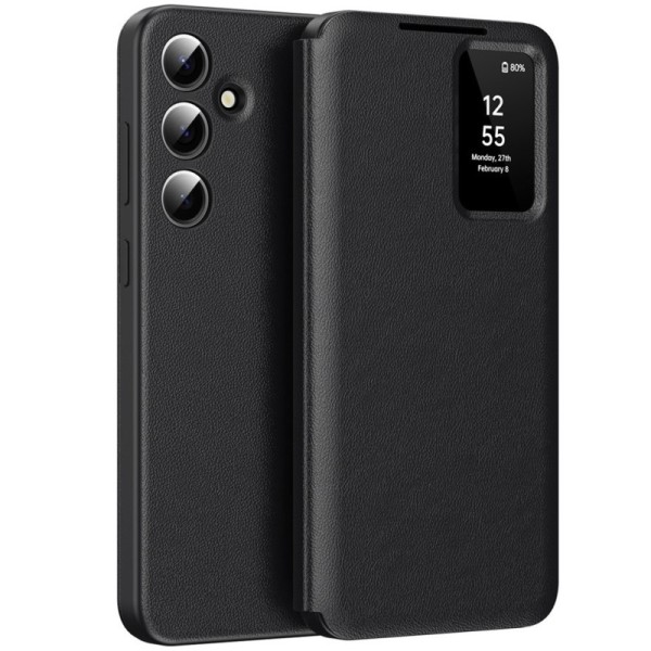 "Qing" Smart View solīds atvēramais maciņš - melns (Galaxy S24)