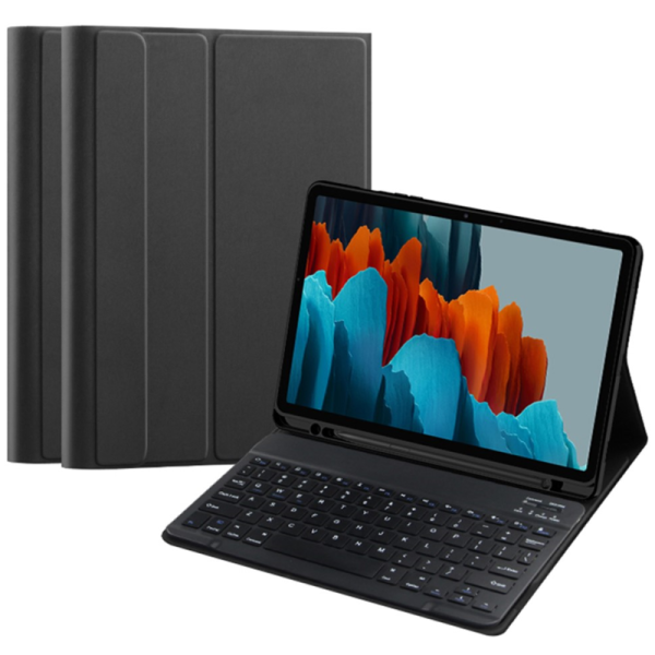 "Bosina" Atvēramais futrālis ar tastatūra - melns (Galaxy Tab S10 FE / S10 / S9 FE / S9 / S8 / S7 / S10 Lite)