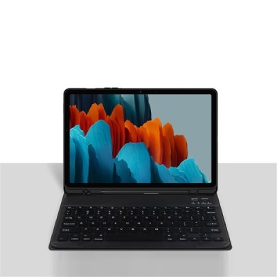 Samsung Galaxy Tab S10 FE / S10 / S9 FE / S9 / S8 / S7 / S10 Lite "Bosina" ādas atvēramais melns futrālis ar bluetooth tastatūra