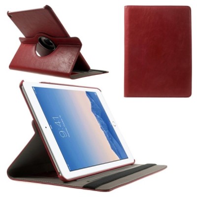 Apple iPad Air 2 solīds atvēramais sarkans ādas futrālis (360°) - statīvs / Vacins.lv