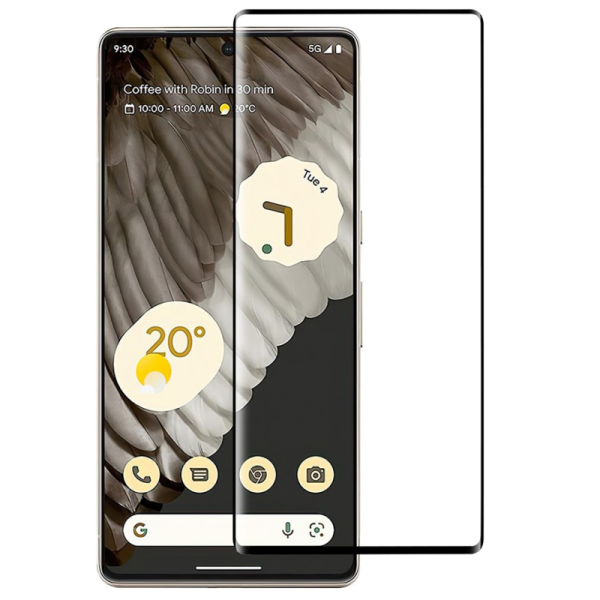 „Premium“ Tempered Glass pilnai dengiantis apsauginis ekrano stiklas 0.2 mm - juodas (Pixel 7 Pro)