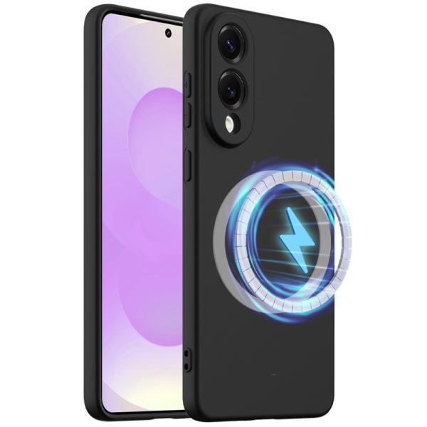 "Shell" MagSafe cieta silikona (TPU) apvalks - melns (Galaxy S25 Edge)