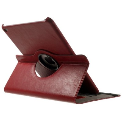 Apple iPad Air 2 solidus atverčiamas raudonas odinis dėklas (360°) - stovas / Priedai.lt