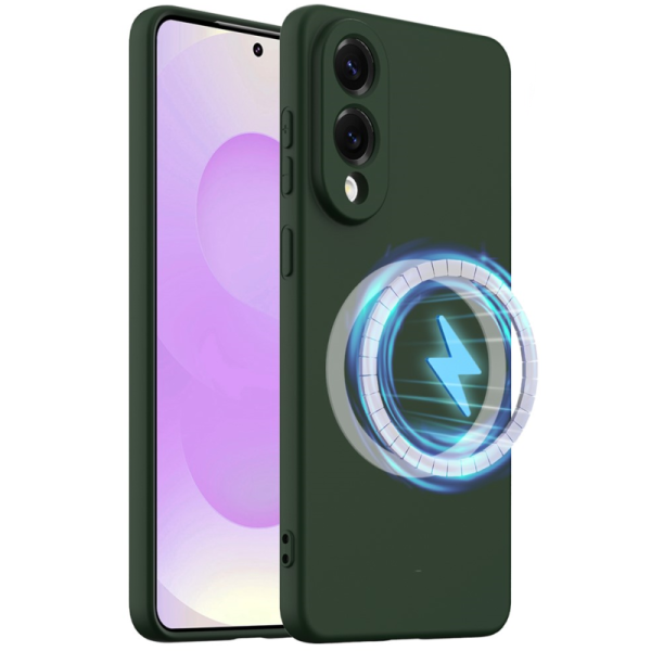 "Shell" MagSafe cieta silikona (TPU) apvalks - tumši zaļa (Galaxy S25 Edge)