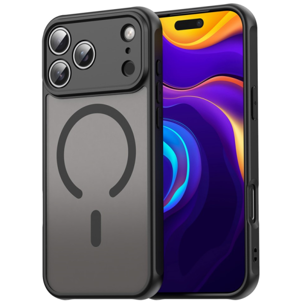 "Mofan" MagSafe matēts cieta silikona (TPU) apvalks - melns (iPhone 17 Pro Max)