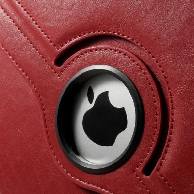Apple iPad Air 2 solidus atverčiamas raudonas odinis dėklas (360°) - stovas / Priedai.lt