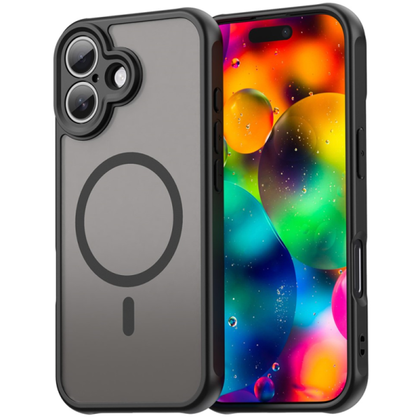 "Mofan" MagSafe matēts cieta silikona (TPU) apvalks - melns (iPhone 17)