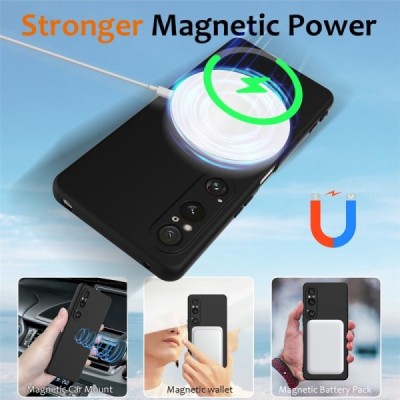 Sony Xperia 1 VI "Shell" MagSafe cieta silikona (TPU) melns apvalks | vacins.lv