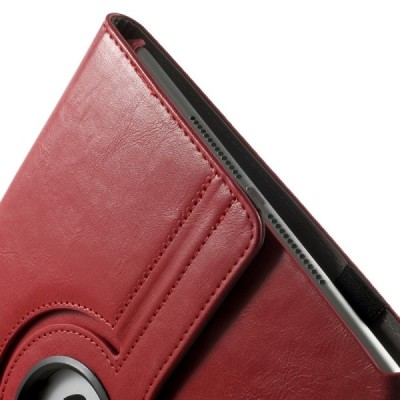 Apple iPad Air 2 solidus atverčiamas raudonas odinis dėklas (360°) - stovas / Priedai.lt