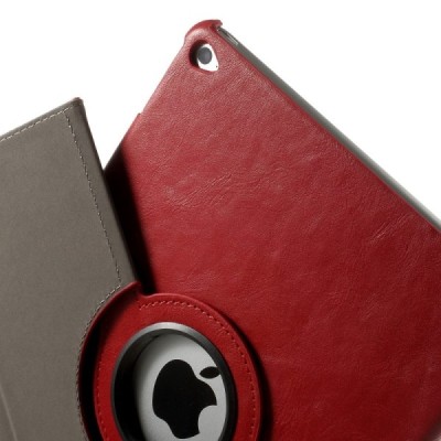 Apple iPad Air 2 solidus atverčiamas raudonas odinis dėklas (360°) - stovas / Priedai.lt