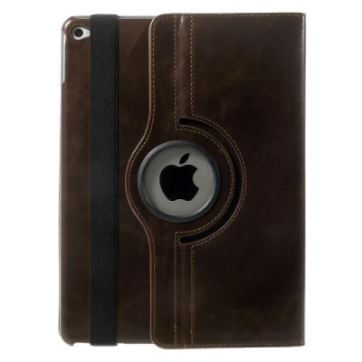 Apple iPad Air 2 solīds atvēramais brūns ādas futrālis (360°) - statīvs / Vacins.lv