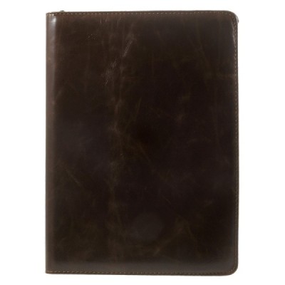 Apple iPad Air 2 solīds atvēramais brūns ādas futrālis (360°) - statīvs / Vacins.lv