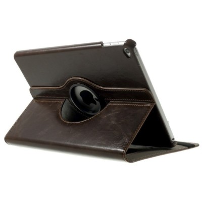 Apple iPad Air 2 solīds atvēramais brūns ādas futrālis (360°) - statīvs / Vacins.lv