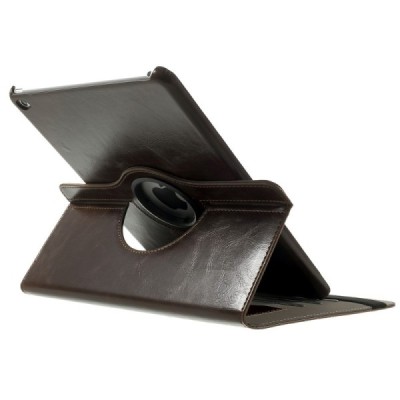 Apple iPad Air 2 solīds atvēramais brūns ādas futrālis (360°) - statīvs / Vacins.lv