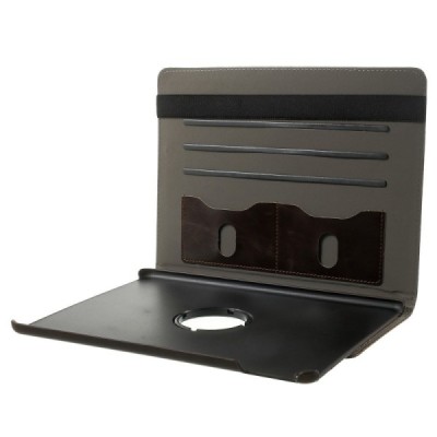 Apple iPad Air 2 solīds atvēramais brūns ādas futrālis (360°) - statīvs / Vacins.lv