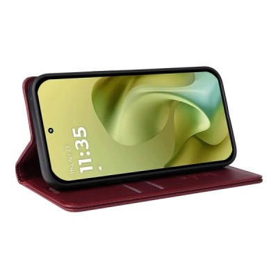 Motorola Moto G86 / G86 Power "Split" sērijas bordo atvērams maciņš, maks | Vacins.lv
