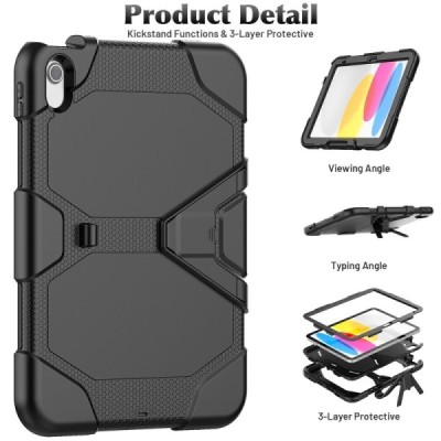 Apple iPad 11 2025 / iPad 10.9 2022 pastiprinātas aizsardzības melns apvalks | Vacins.lv