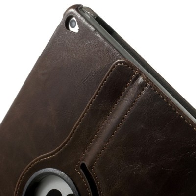 Apple iPad Air 2 solīds atvēramais brūns ādas futrālis (360°) - statīvs / Vacins.lv