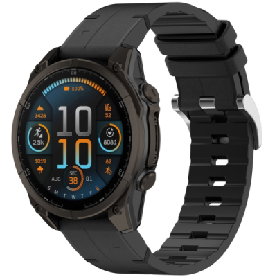 Viedā pulksteņa Garmin Fenix 8S / 6S / 5S / 6S Pro / 5S Plus cietā silikona (TPU) siksniņa - melns | Vacins.lv