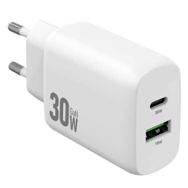 „AMORUS“ Fast Charging sieninis įkroviklis (30W) - baltas