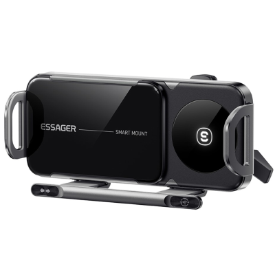 „ESSAGER“ Magnetic juodas automobilinis telefono laikiklis / kroviklis (15W) | Priedai.lt