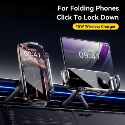 „ESSAGER“ Magnetic automašīnas telefona turētājs / lādētājs (15W) - melns | Vacins.lv