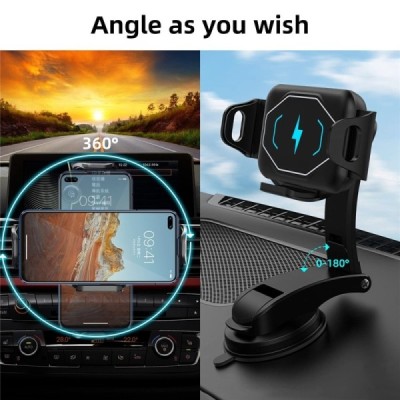 ""Shantou" magnetic black car phone holder (window)" magnētisks melns automašīnas telefona turētājs (pie loga) | Priedai.lt