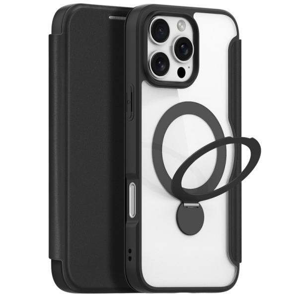 "Dux Ducis" Skin X Pro atvērams maciņš - melns (iPhone 16 Pro Max)