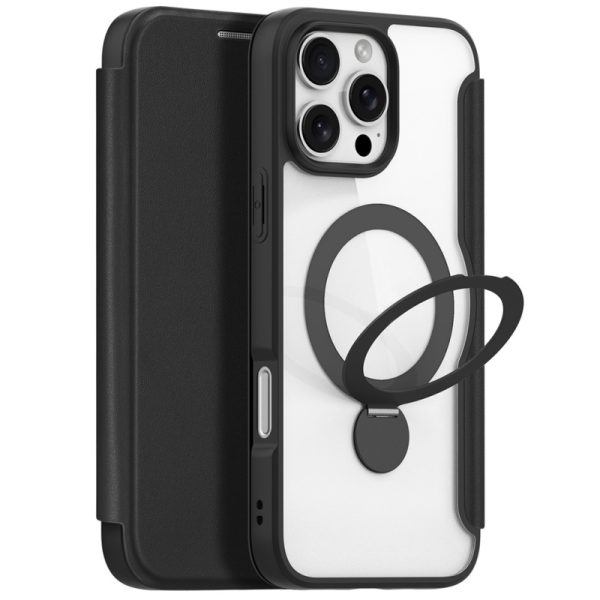 "Dux Ducis" Skin X Pro atvērams maciņš - melns (iPhone 16 Pro)