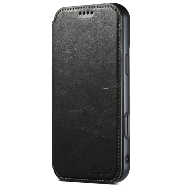 "Suteni" MagSafe atvērams maciņš - melns (iPhone 16 Pro)