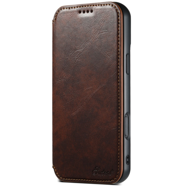 "Suteni" MagSafe atvērams maciņš - brūns (iPhone 16 Pro)