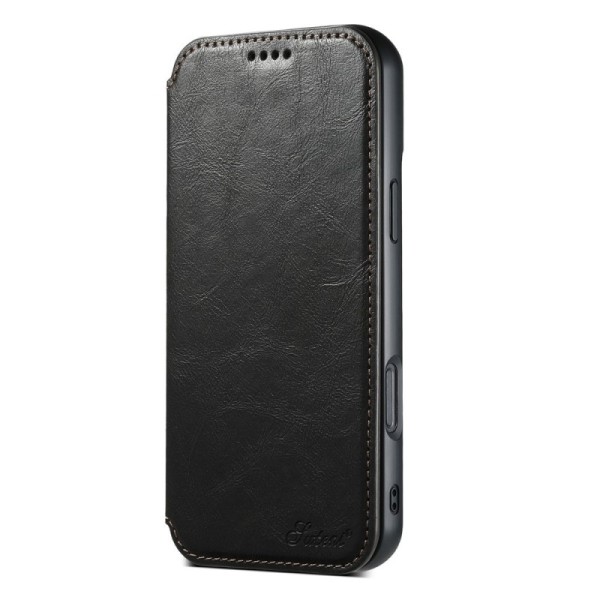 "Suteni" MagSafe atvērams maciņš - melns (iPhone 16 Pro Max)