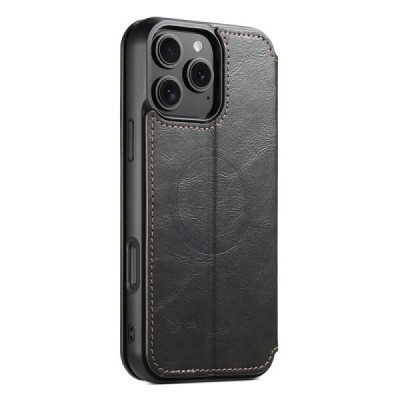 Apple iPhone 16 Pro Max "Suteni" MagSafe melns atvērams maciņš, maks | Vacins.lv