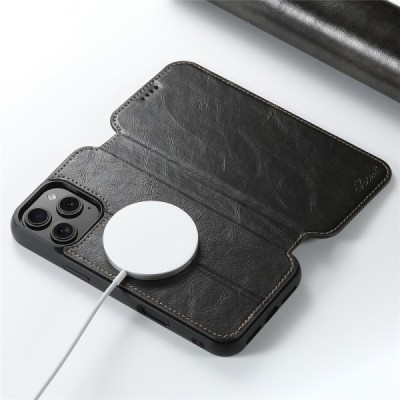 Apple iPhone 16 Pro Max "Suteni" MagSafe melns atvērams maciņš, maks | Vacins.lv