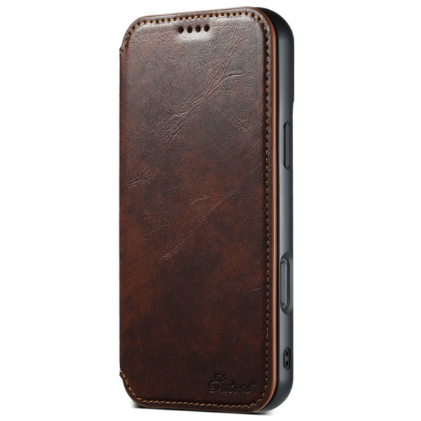 "Suteni" MagSafe atvērams maciņš - brūns (iPhone 16 Pro Max)