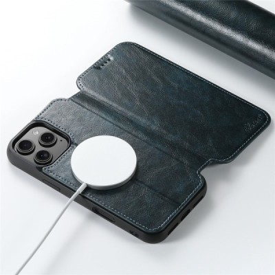 Apple iPhone 16 Pro Max "Suteni" MagSafe zils atvērams maciņš, maks | Vacins.lv