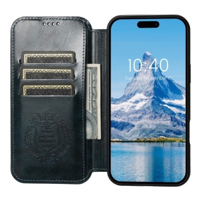 Apple iPhone 16 Pro Max "Suteni" MagSafe zils atvērams maciņš, maks | Vacins.lv