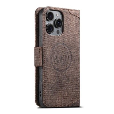 Apple iPhone 16 Pro „SUTENI“ MagSafe Retro solīds atvēramais ādas brūns maciņš - maks | Vacins.lv