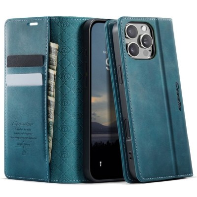 Apple iPhone 16 Pro Max CaseMe Retro Skin atvēramais ādas zaļš maciņš - maks | Vacins.lv