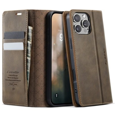 Apple iPhone 16 Pro Max CaseMe Retro Skin atvēramais ādas brūns maciņš - maks | Vacins.lv