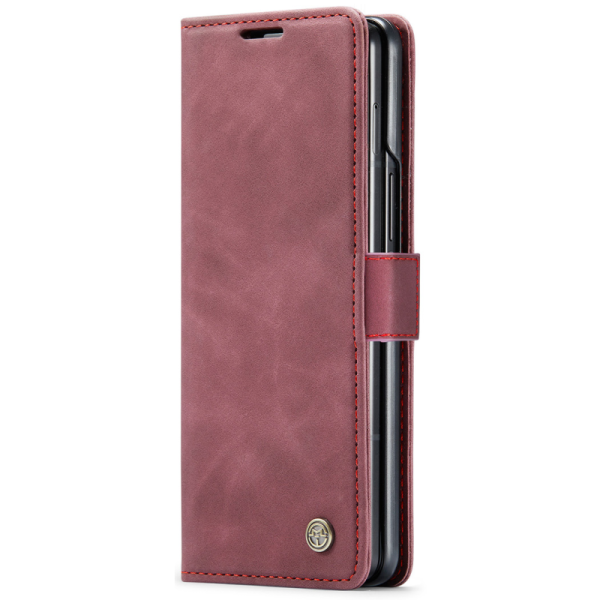 "CaseMe" Retro solīds atvēramais ādas maciņš - bordo (Galaxy Fold7)
