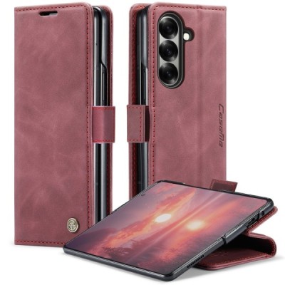 Samsung Galaxy Fold7 CaseMe Retro solīds atvēramais ādas bordo maciņš - maks | Vacins.lv