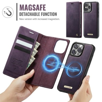 Apple iPhone 16 Pro Max „CaseMe“ MagSafe Leather 2-in-1 atlokāms maciņš - violets | Vacins.lv