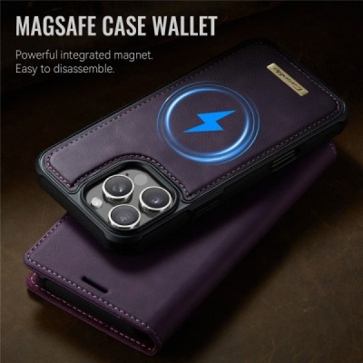 Apple iPhone 16 Pro Max „CaseMe“ MagSafe Leather 2-in-1 atlokāms maciņš - violets | Vacins.lv