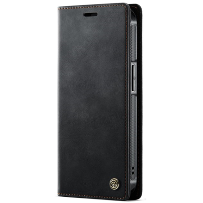 „CaseMe“ MagSafe Leather atverčiamas 2-in-1 dėklas - juodas (iPhone 17e / 16e)